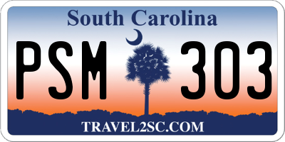 SC license plate PSM303