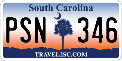 SC license plate PSN346