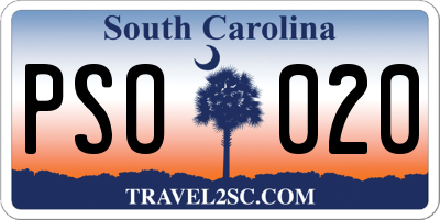 SC license plate PSO020
