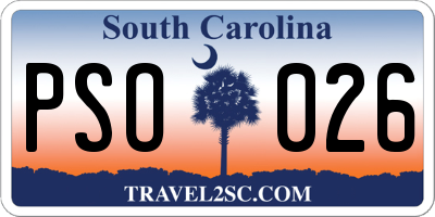 SC license plate PSO026