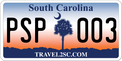 SC license plate PSP003