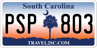 SC license plate PSP803