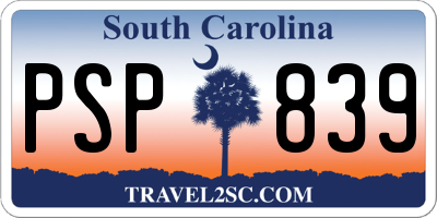 SC license plate PSP839