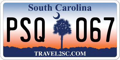 SC license plate PSQ067