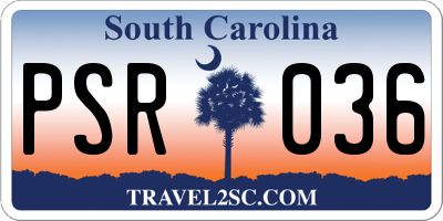SC license plate PSR036