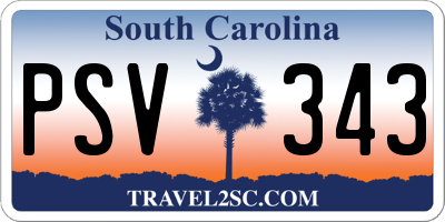 SC license plate PSV343