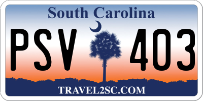 SC license plate PSV403