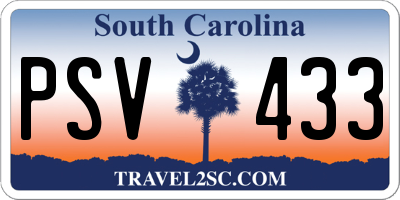 SC license plate PSV433