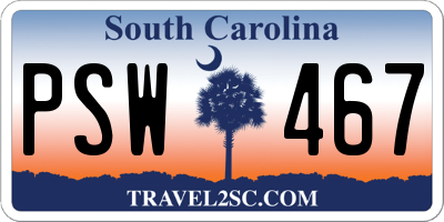SC license plate PSW467