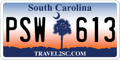 SC license plate PSW613