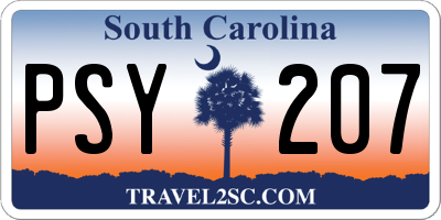 SC license plate PSY207