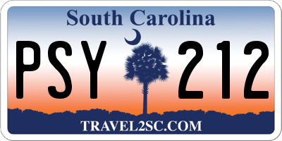 SC license plate PSY212