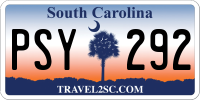 SC license plate PSY292