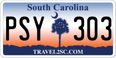 SC license plate PSY303