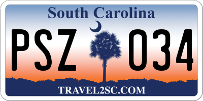 SC license plate PSZ034
