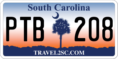 SC license plate PTB208