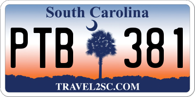 SC license plate PTB381