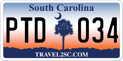 SC license plate PTD034