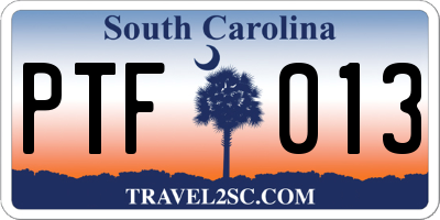 SC license plate PTF013