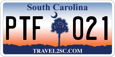 SC license plate PTF021