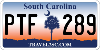 SC license plate PTF289