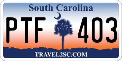 SC license plate PTF403