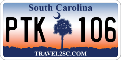SC license plate PTK106