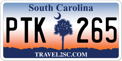 SC license plate PTK265