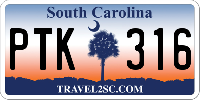 SC license plate PTK316