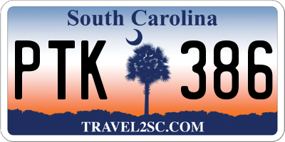 SC license plate PTK386