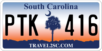 SC license plate PTK416