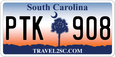 SC license plate PTK908