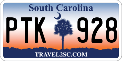 SC license plate PTK928