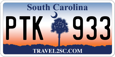 SC license plate PTK933