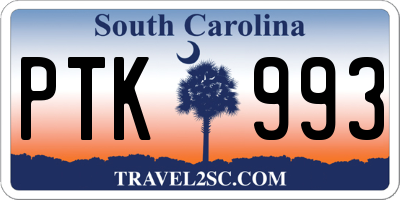 SC license plate PTK993