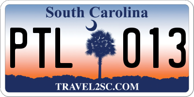 SC license plate PTL013