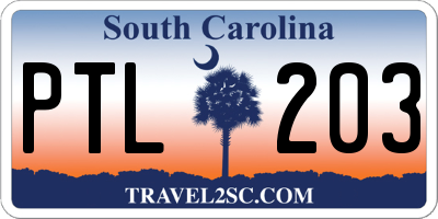 SC license plate PTL203