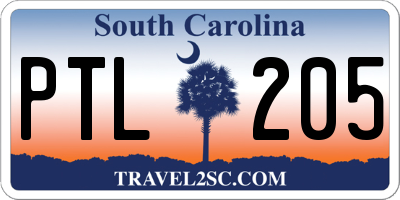 SC license plate PTL205