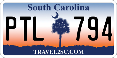 SC license plate PTL794