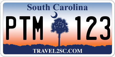 SC license plate PTM123