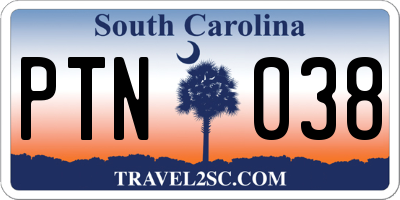 SC license plate PTN038