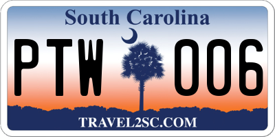 SC license plate PTW006