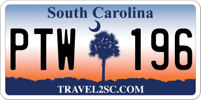 SC license plate PTW196