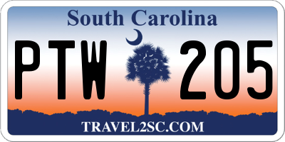 SC license plate PTW205