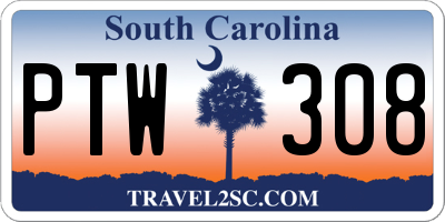 SC license plate PTW308