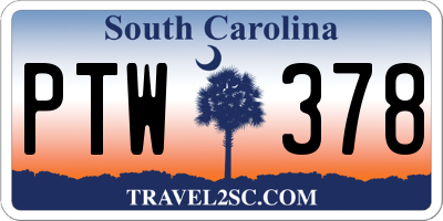 SC license plate PTW378