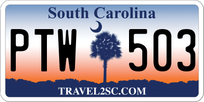 SC license plate PTW503