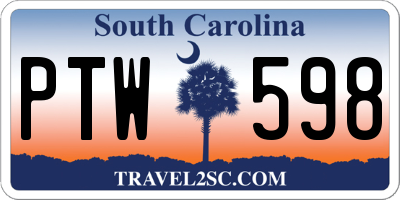 SC license plate PTW598