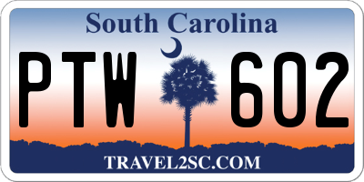 SC license plate PTW602