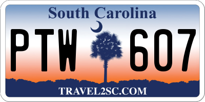 SC license plate PTW607